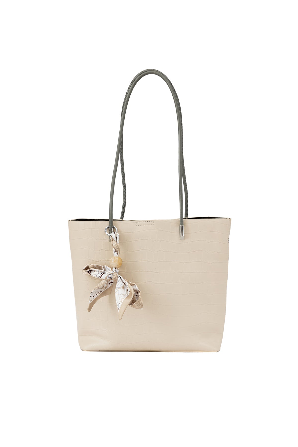 Women's Handbag Scott Cashmere Design - Croco Off White