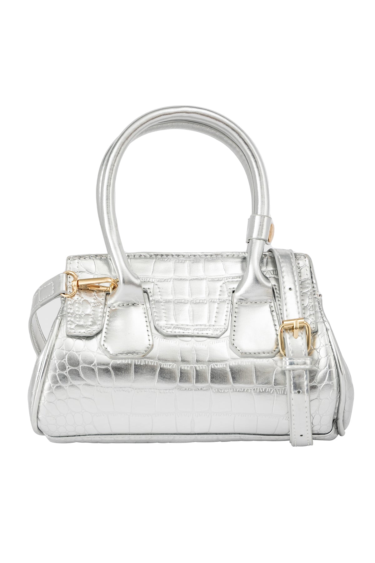 Women's Handbag Scott Cashmere Design - Croco Silver