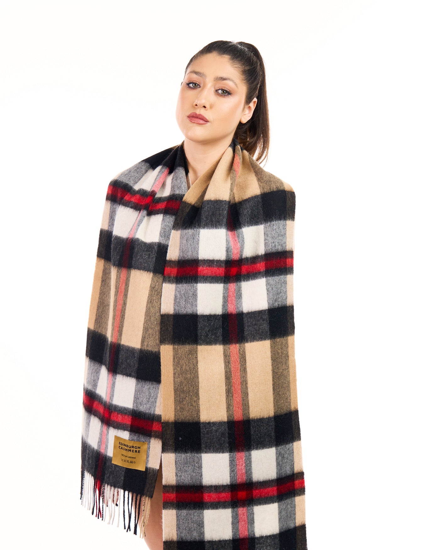 플레인 카멜 스카프 100% 퓨어 램스울