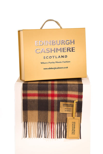 100% Pure Cashmere Children DC Scott Scarf Camel And Black