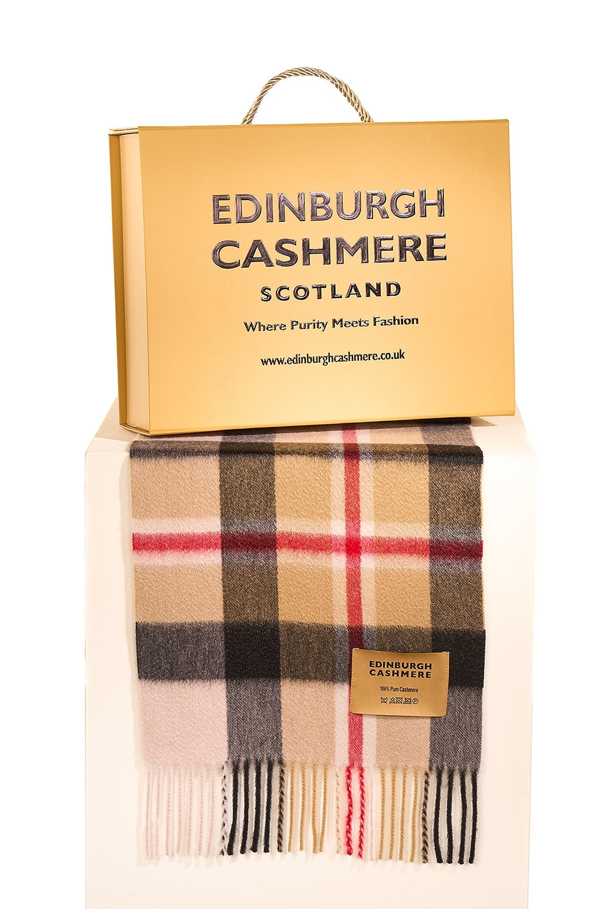 100% Pure Cashmere Children DC Scott Scarf Black And Grey