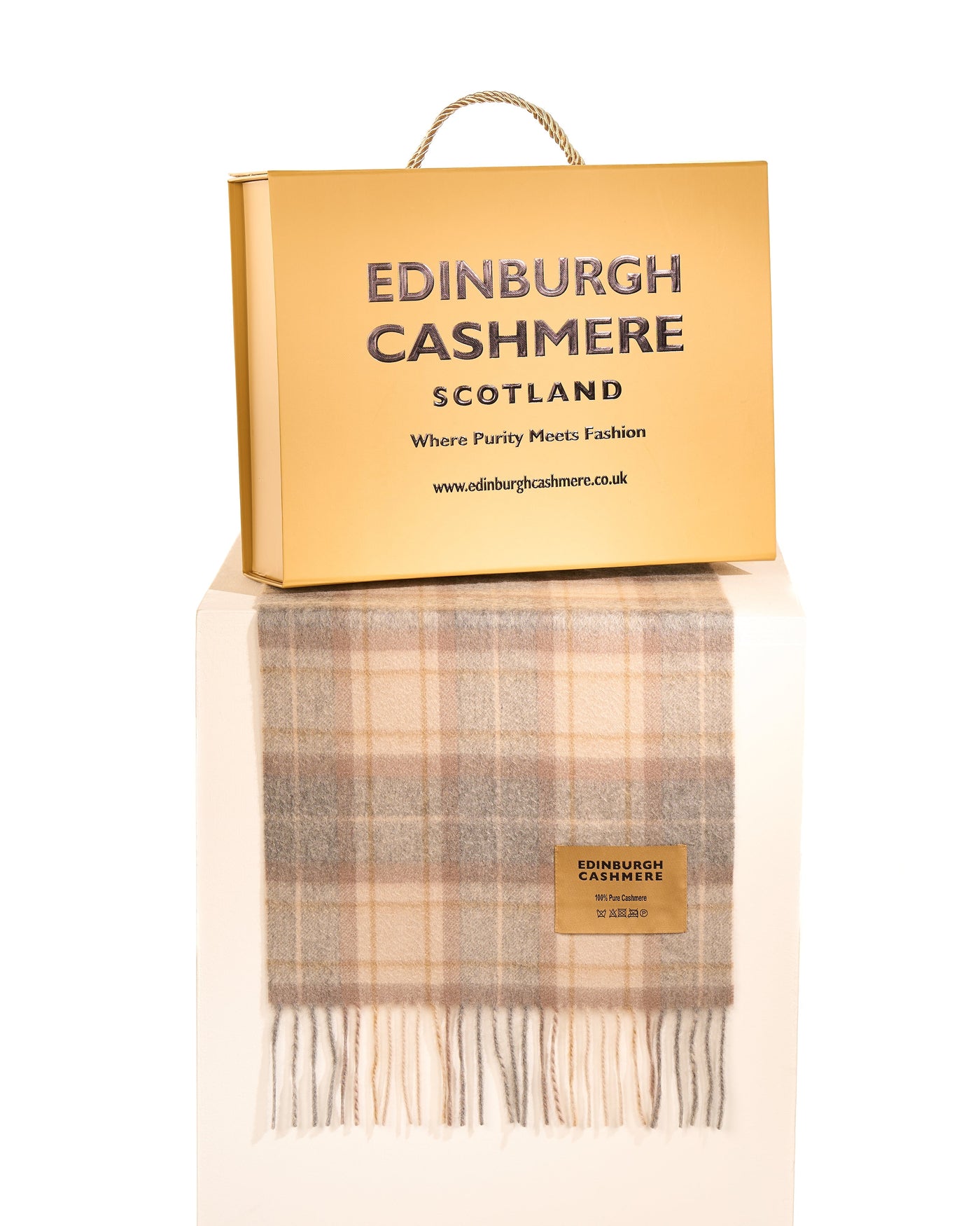 100% Pure Cashmere Children Tartan Scarf Dark Grey