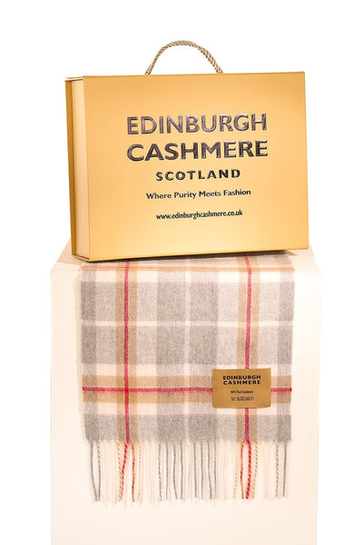 100% Pure Cashmere Children Tartan Scarf Thomson Grey