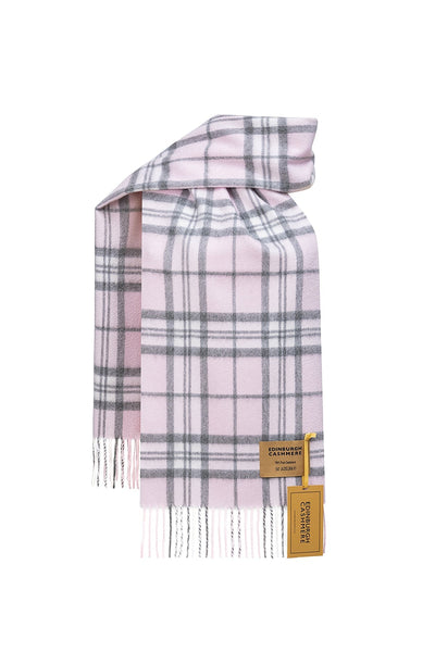 100% Pure Cashmere Children Tartan Scarf Thomson Pink