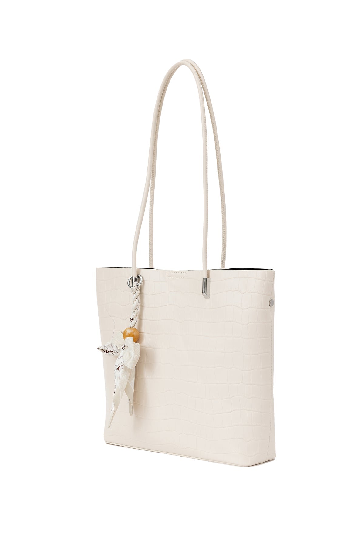 Women's Handbag Scott Cashmere Design - Croco White
