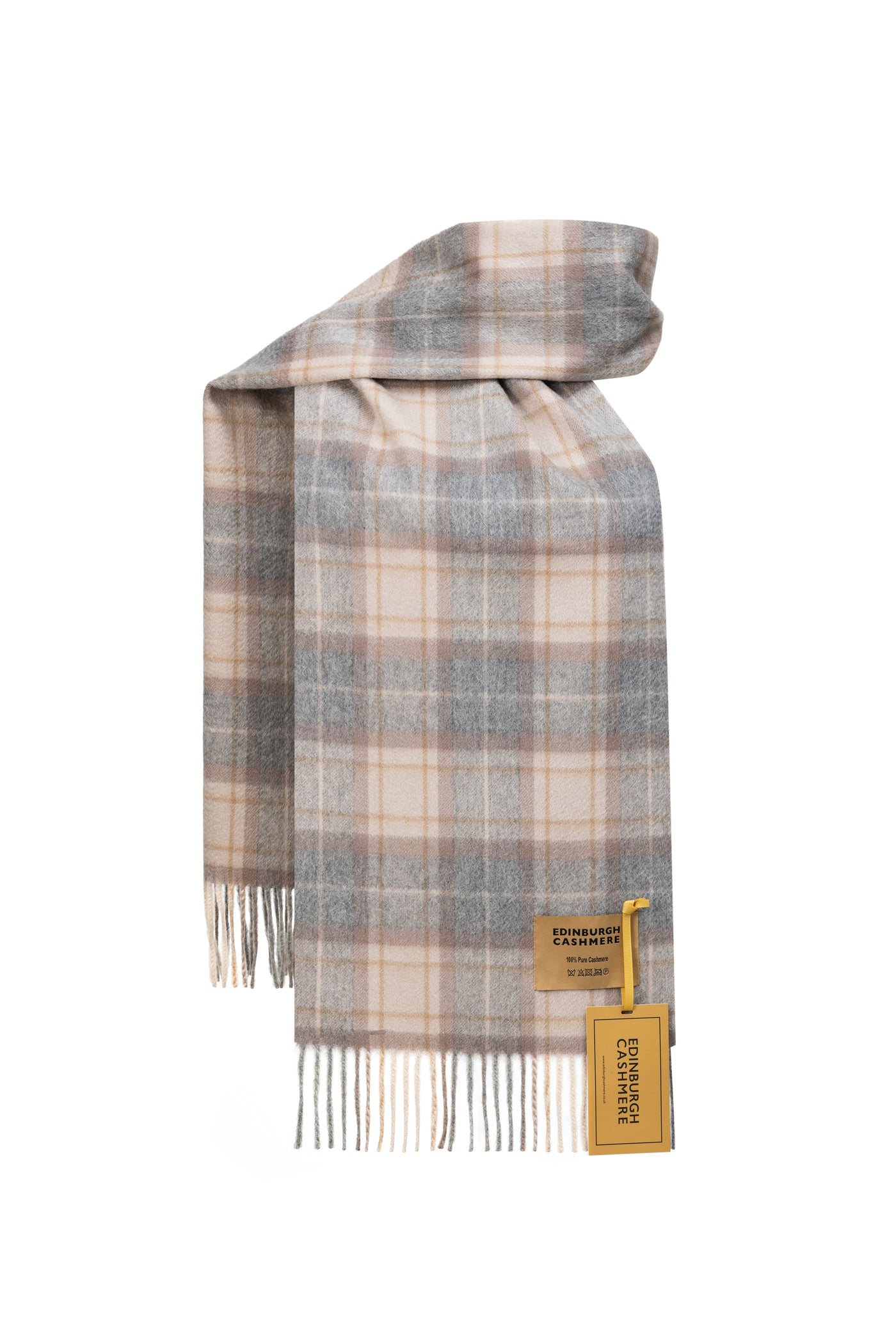 100% Pure Cashmere Children Tartan Scarf Dark Grey