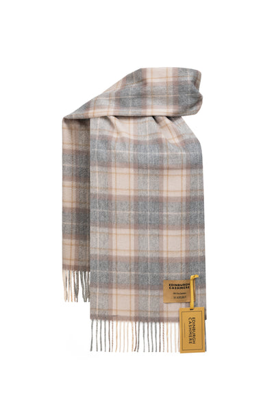 100% Pure Cashmere Children Tartan Scarf Dark Grey