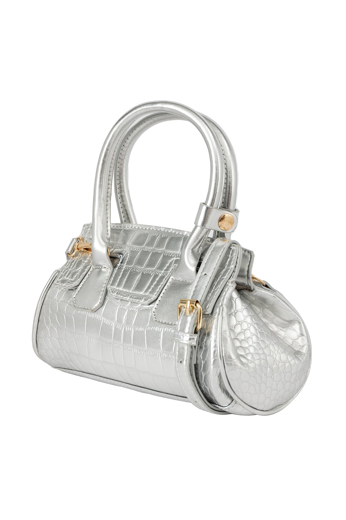 Women's Handbag Scott Cashmere Design - Croco Silver