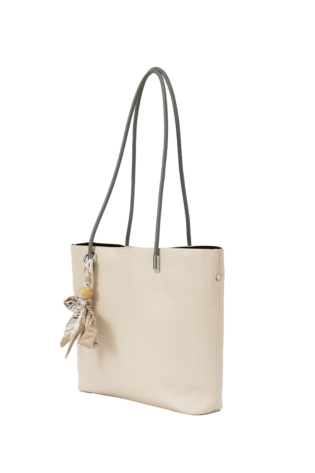 Women's Handbag Scott Cashmere Design - Croco Off White