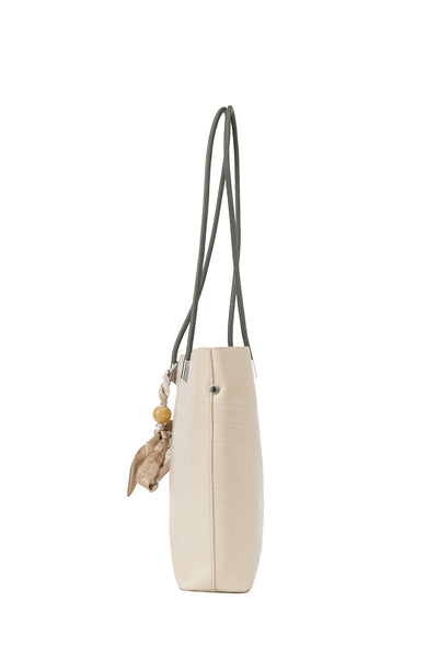 Women's Handbag Scott Cashmere Design - Croco Off White