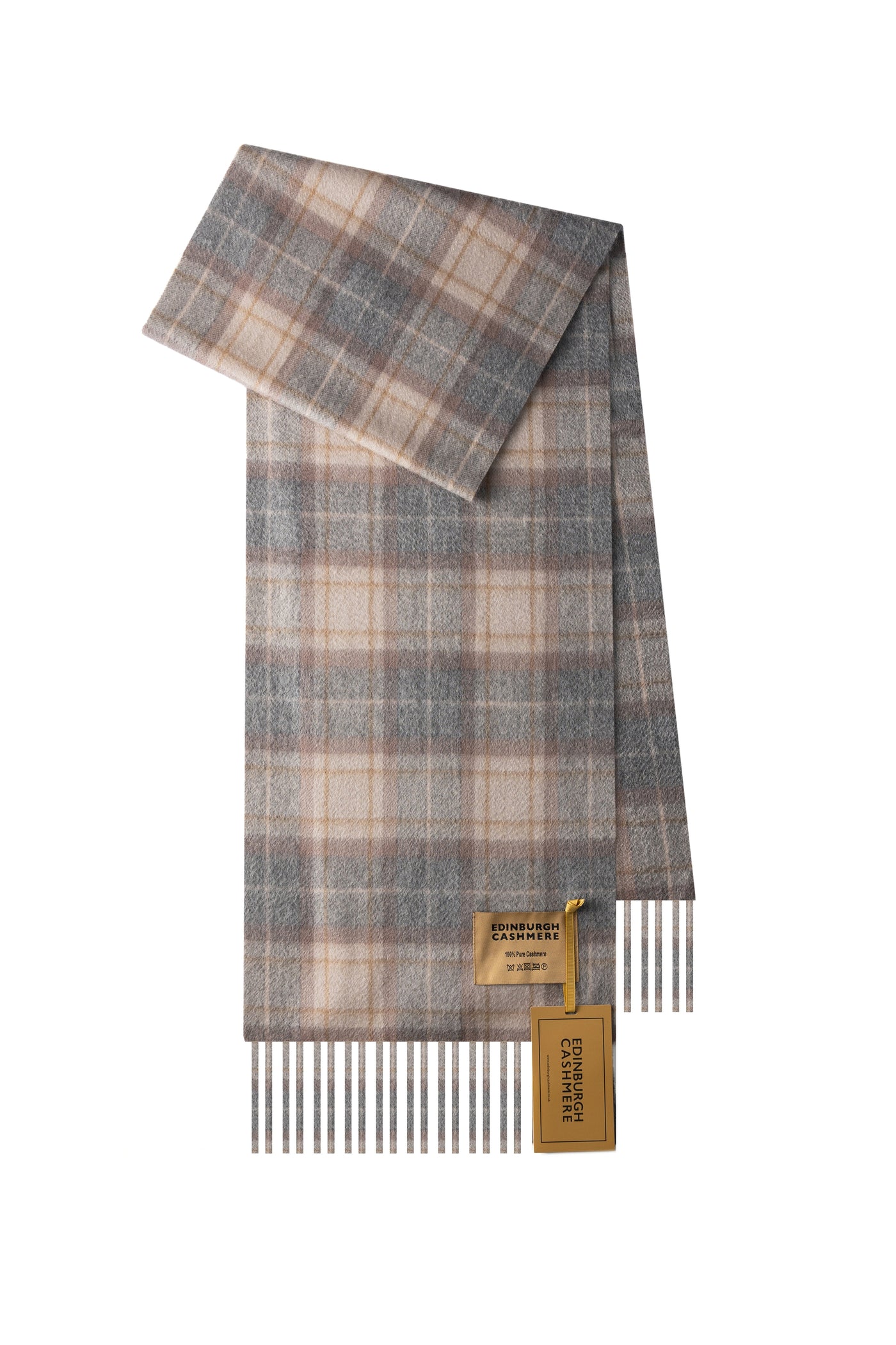 100% Pure Cashmere Children Tartan Scarf Dark Grey