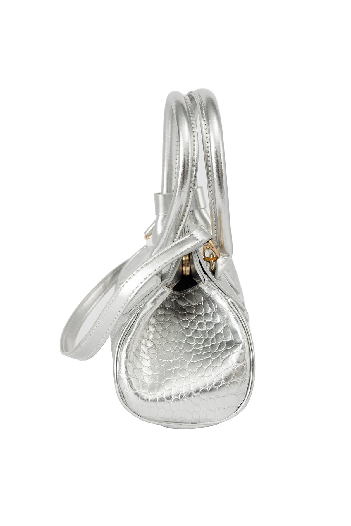 Women's Handbag Scott Cashmere Design - Croco Silver