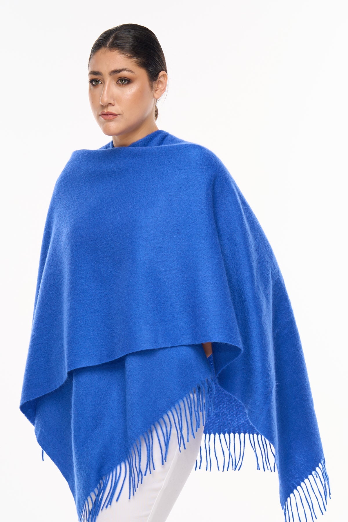 플레인 100% 퓨어 램스울 다크 블루 케이프