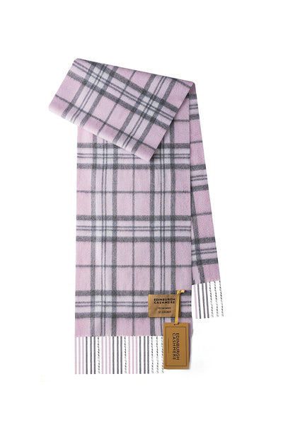 100% Pure Cashmere Children Tartan Scarf Thomson Pink