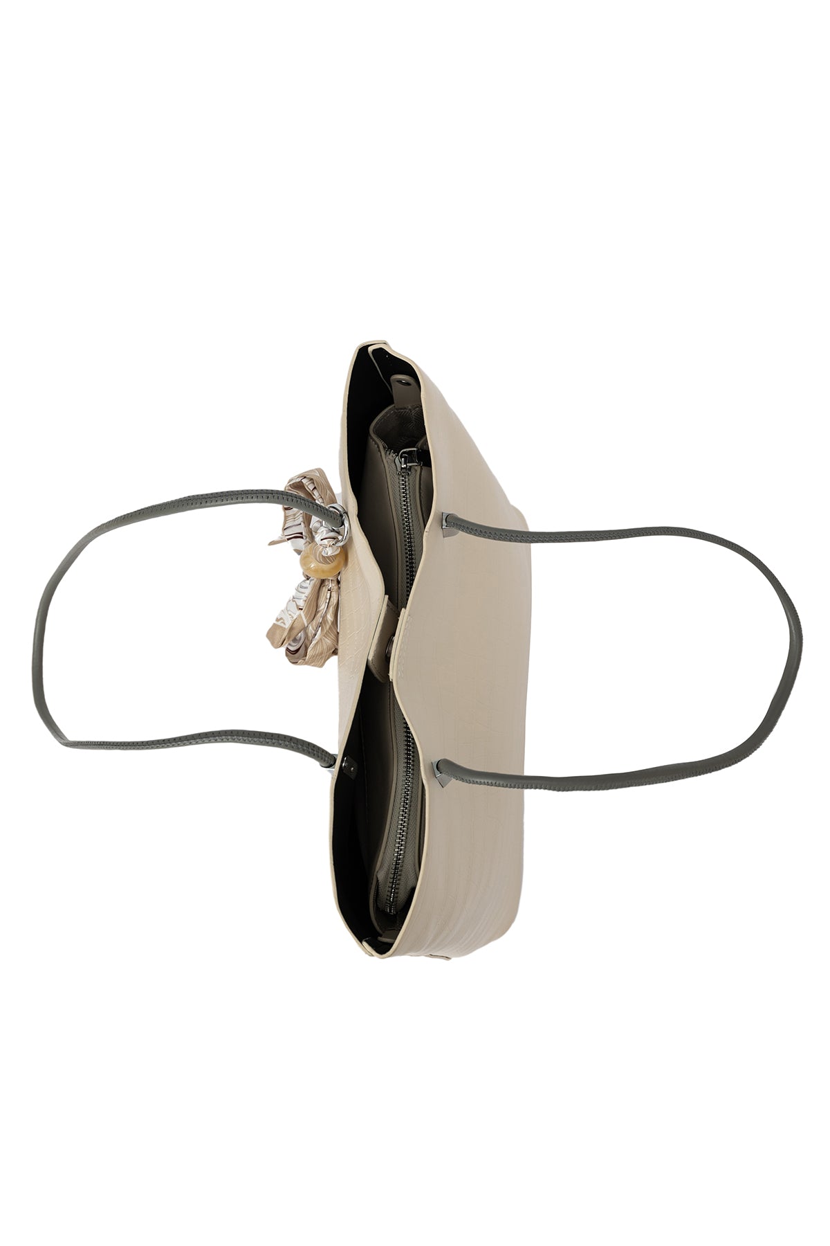 Women's Handbag Scott Cashmere Design - Croco Off White