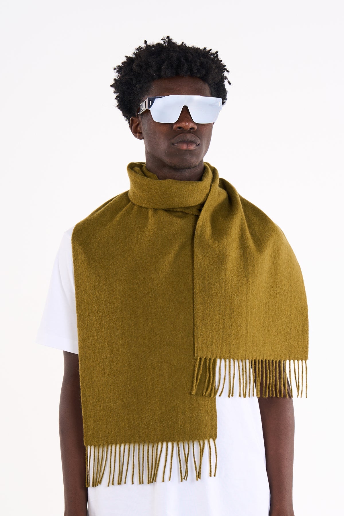 플레인 그린 스카프 100% 퓨어 램스울