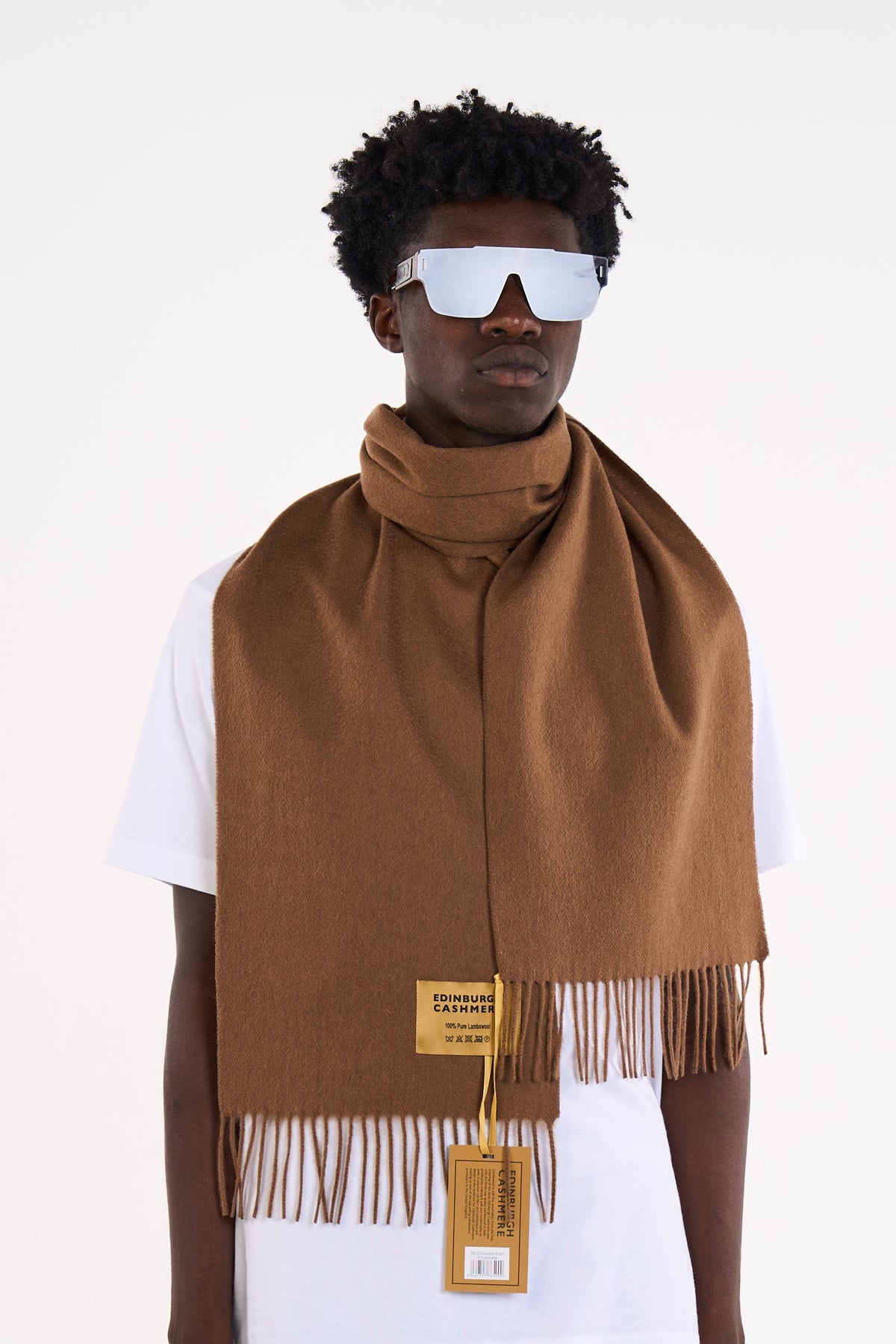 플레인 브라운 스카프 100% Pure Lambswool