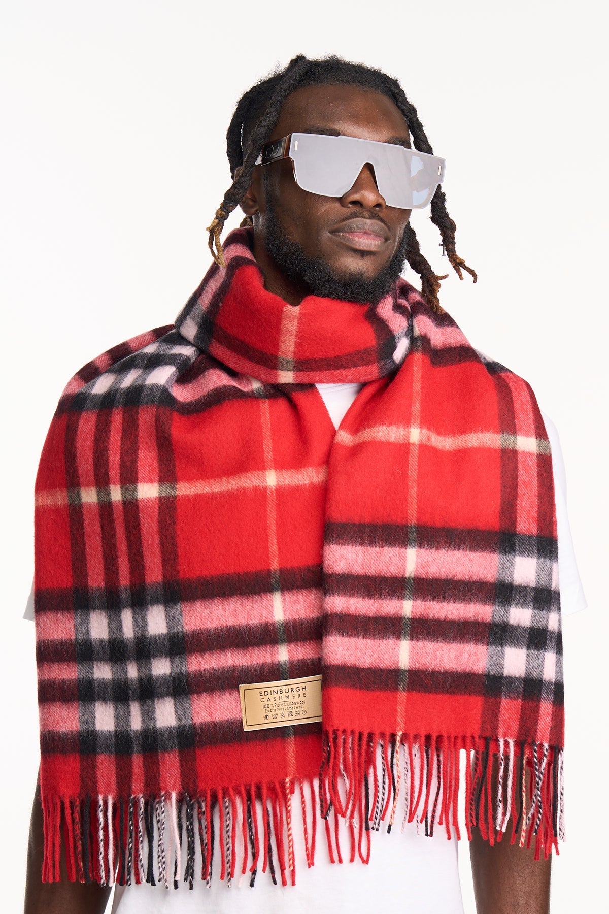 DC 클래식 레드 스톨 100% 퓨어 캐시미어