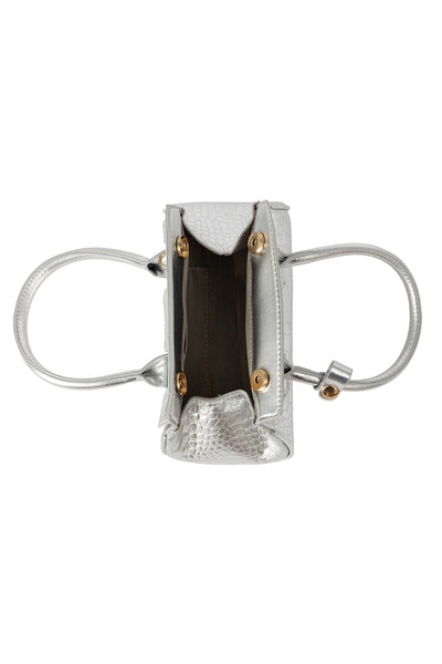 Women's Handbag Scott Cashmere Design - Croco Silver