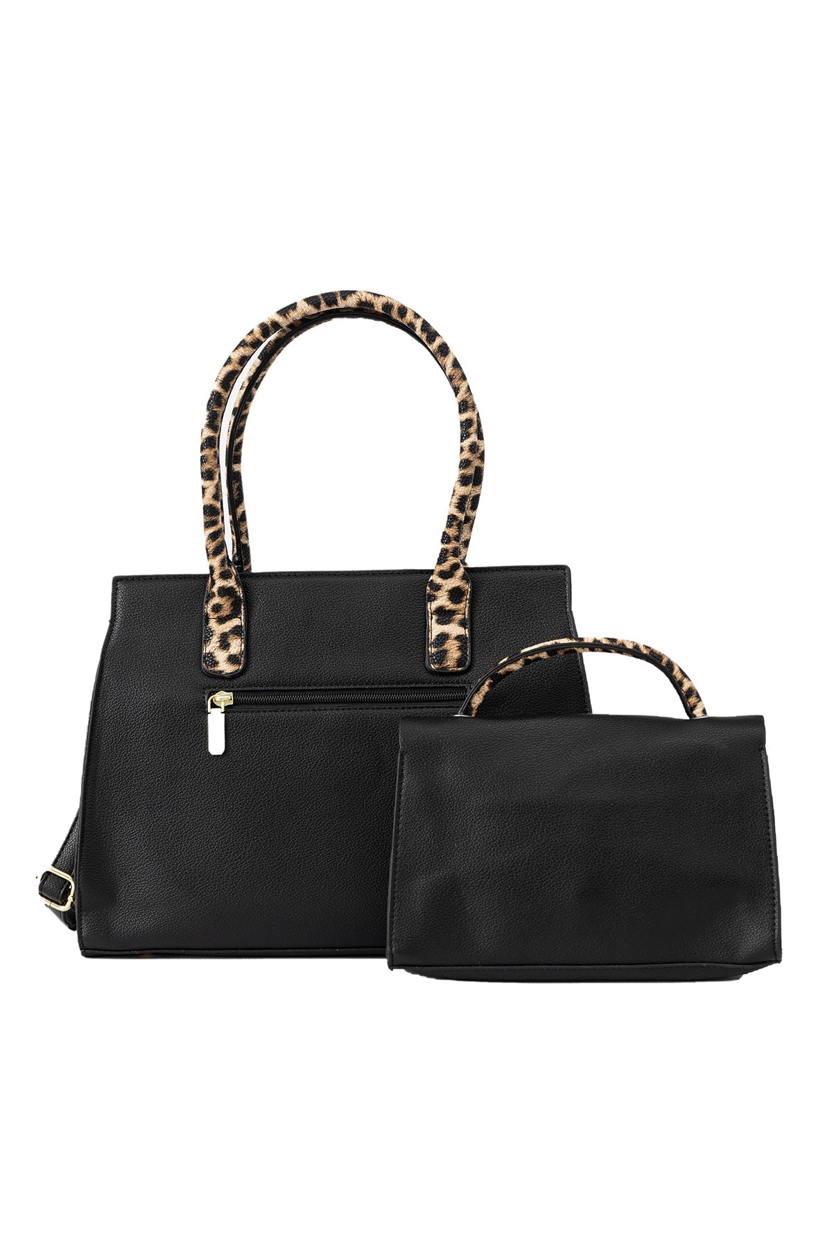 Women's Handbag Scott Cashmere Design - Black/Leopard Print