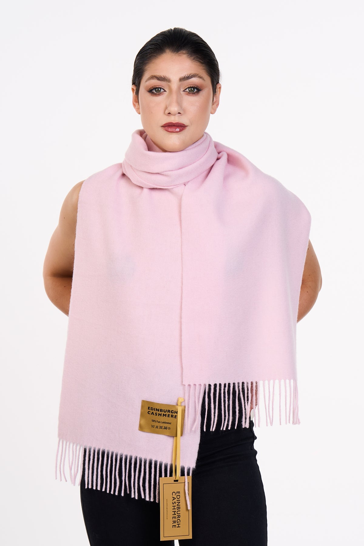 플레인 라이트 핑크 스카프 100% Pure Lambswool