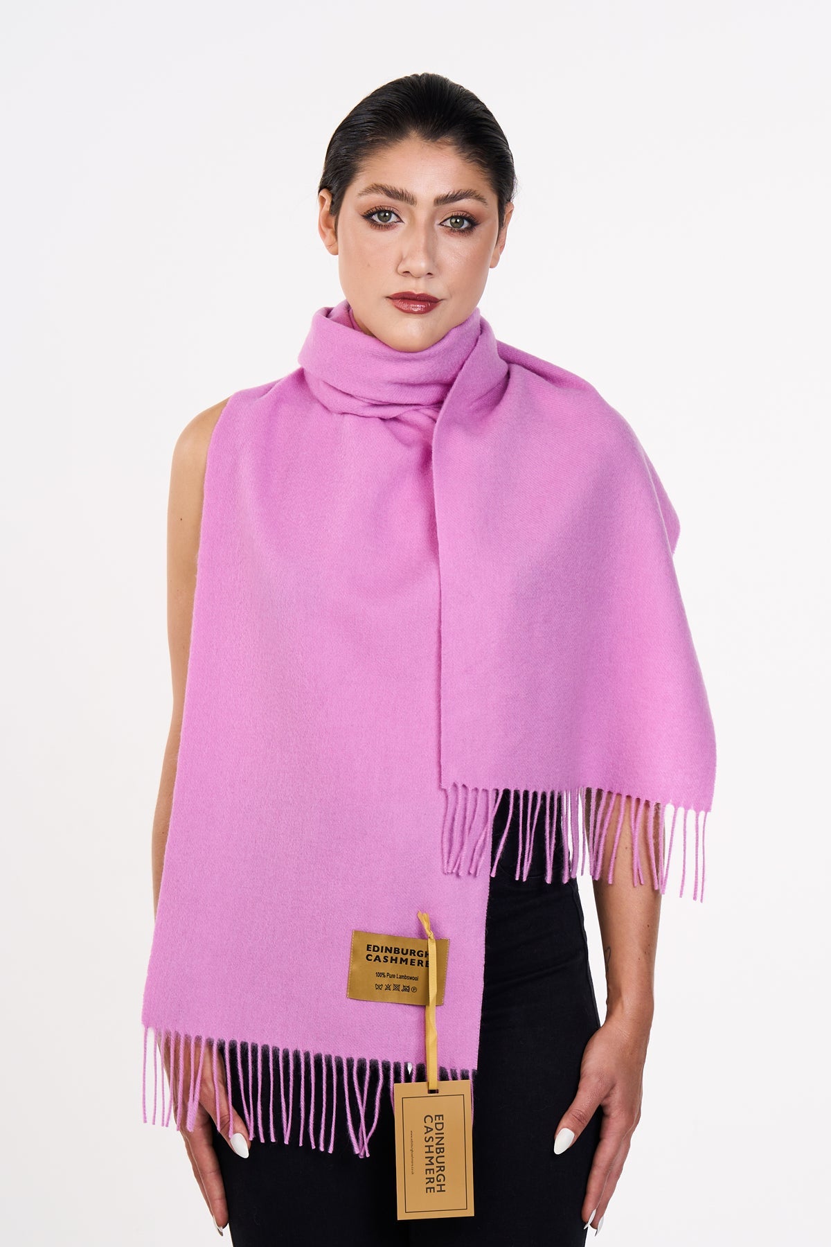플레인 다크 핑크 스카프 100% Pure Lambswool