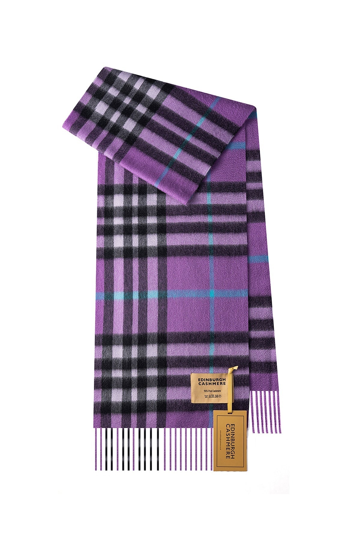 100% Pure Cashmere Children DC Check Scarf Lilac Check