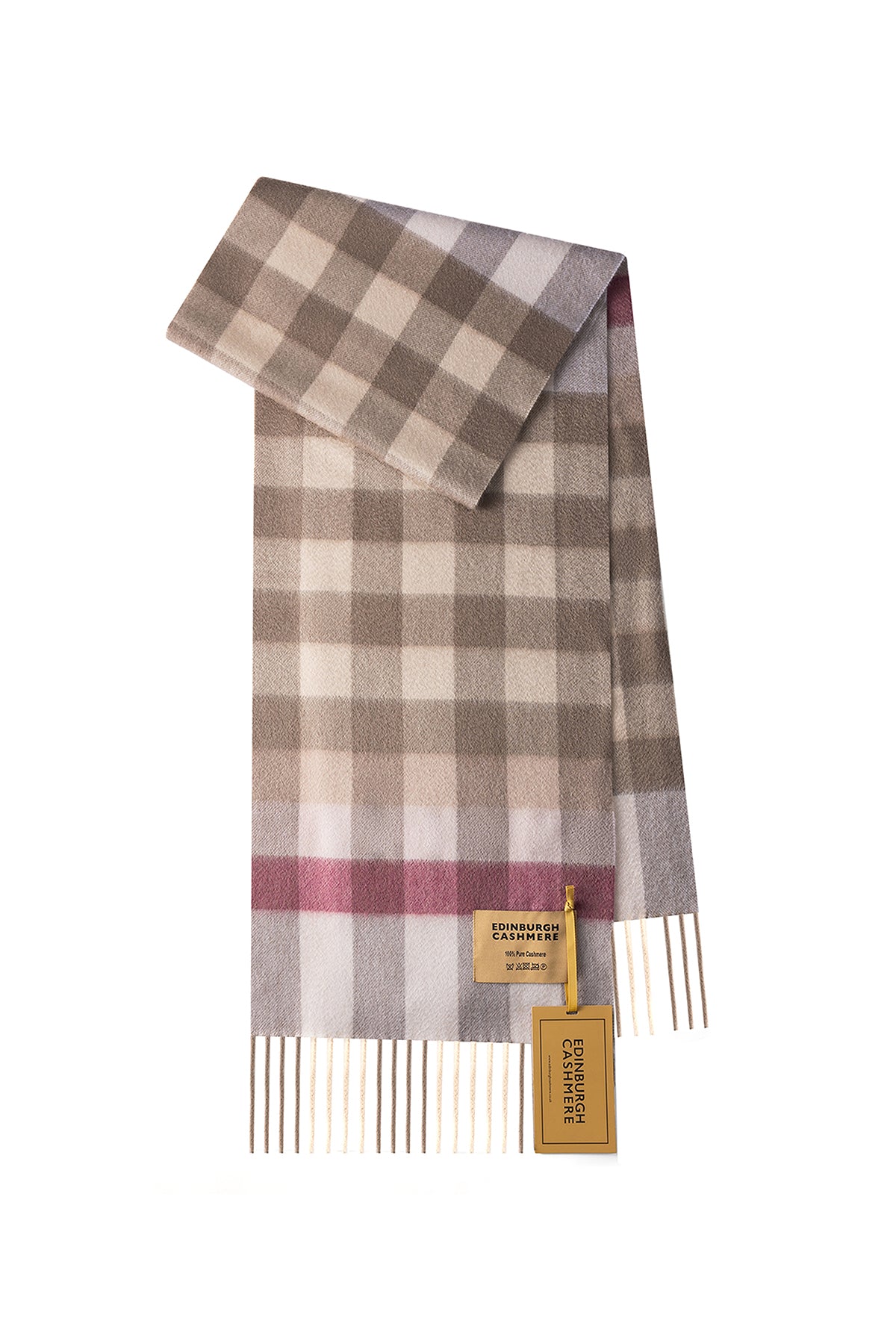 100% Pure Cashmere Children Tartan Scarf Shrimp