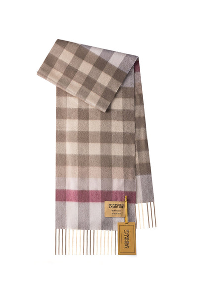 100% Pure Cashmere Children Tartan Scarf Shrimp