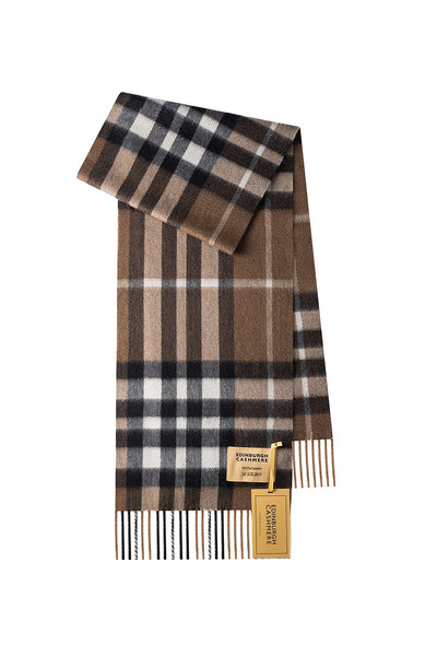 DC Check Cashmere Scarf Chocolate