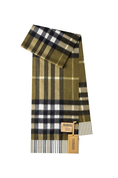 100% Pure Cashmere Children DC Check Scarf Check Scarf Green