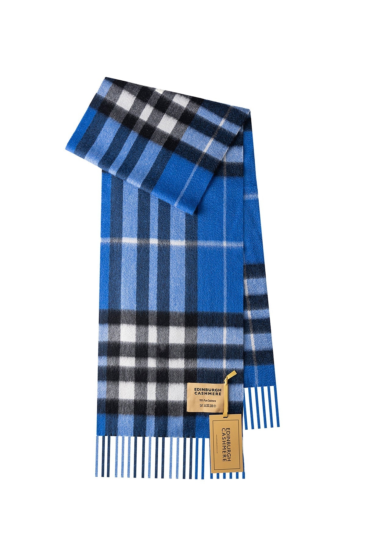 100% Pure Cashmere Children DC Check Scarf Dark Blue