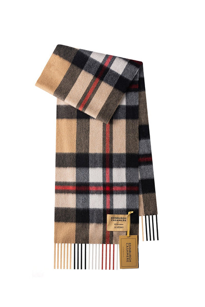 100% Pure Cashmere Children DC Scott Scarf Camel And Black