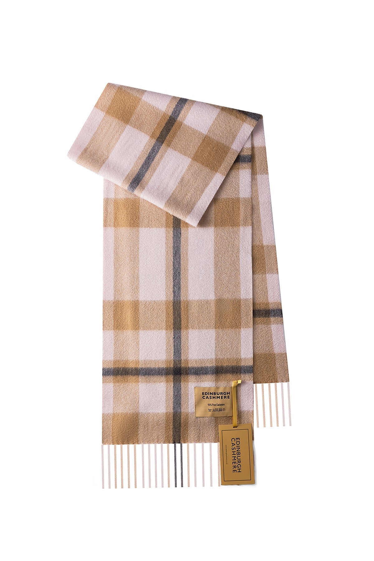 100% Pure Cashmere Children DC Scott Scarf Camel And Black