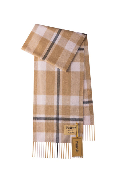 100% Pure Cashmere Children DC Scott Scarf Camel And Black