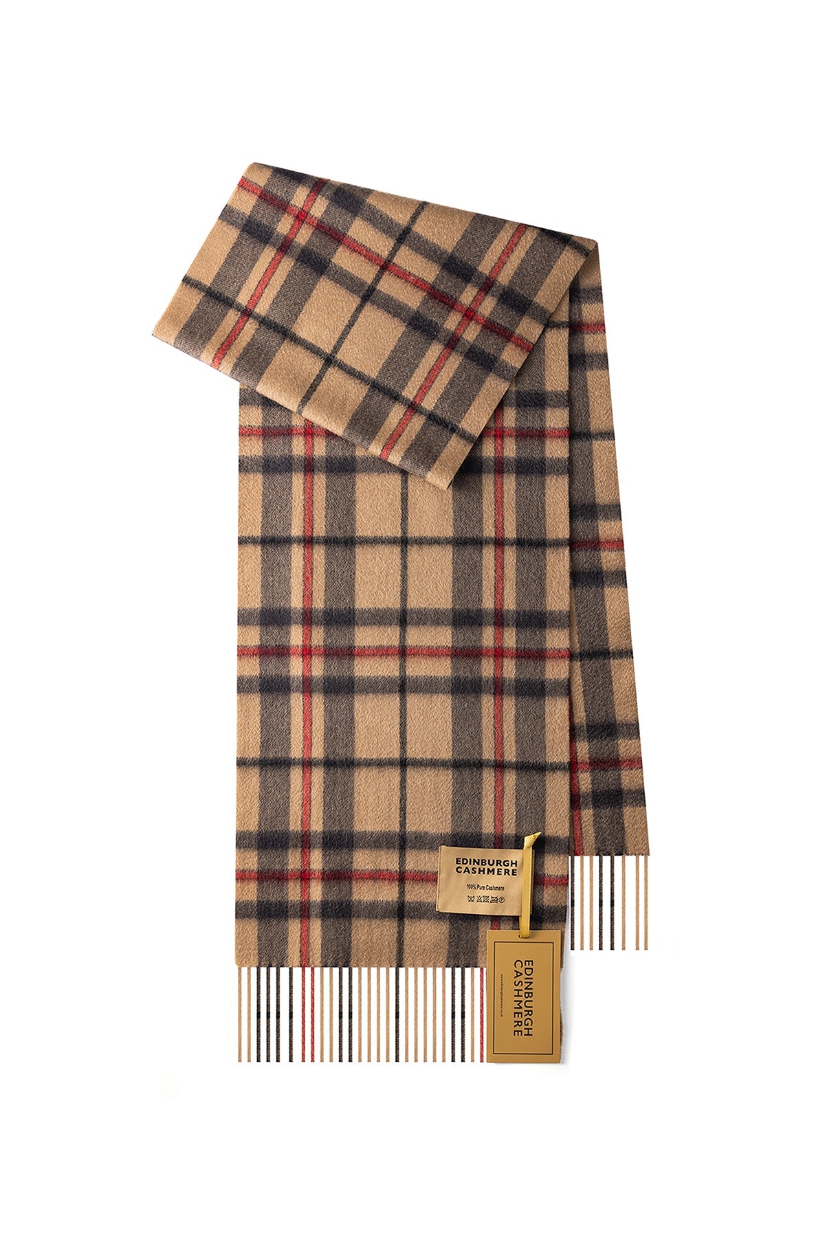 100% Pure Cashmere Children Tartan Scarf Thomson Camel