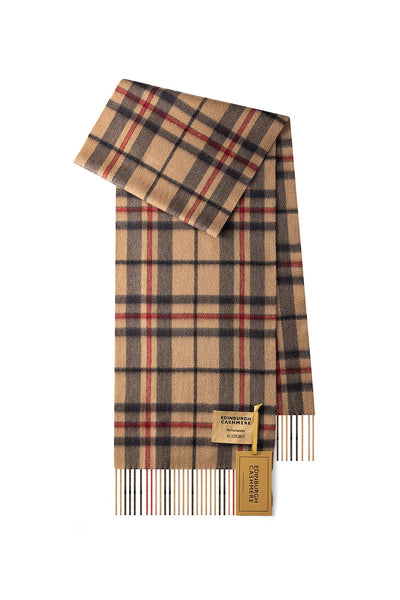 100% Pure Cashmere Children Tartan Scarf Thomson Camel