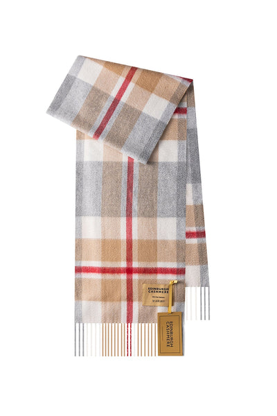100% Pure Cashmere Children DC Scott Scarf Grey/Camel