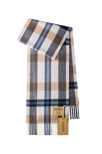 100% Pure Cashmere Children DC Scott Scarf Blue/Camel