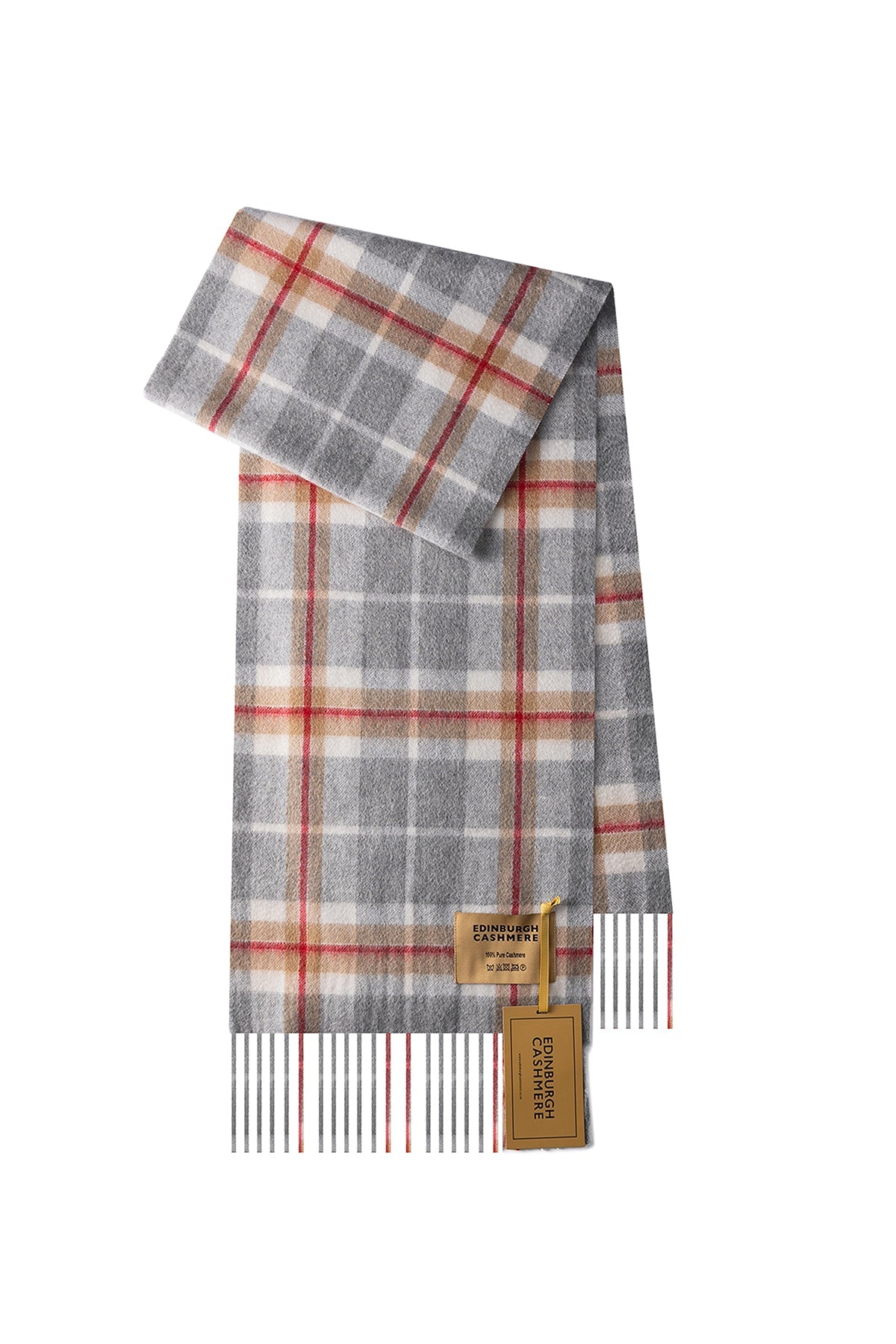 100% Pure Cashmere Children Tartan Scarf Thomson Grey
