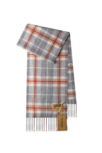100% Pure Cashmere Children Tartan Scarf Thomson Grey
