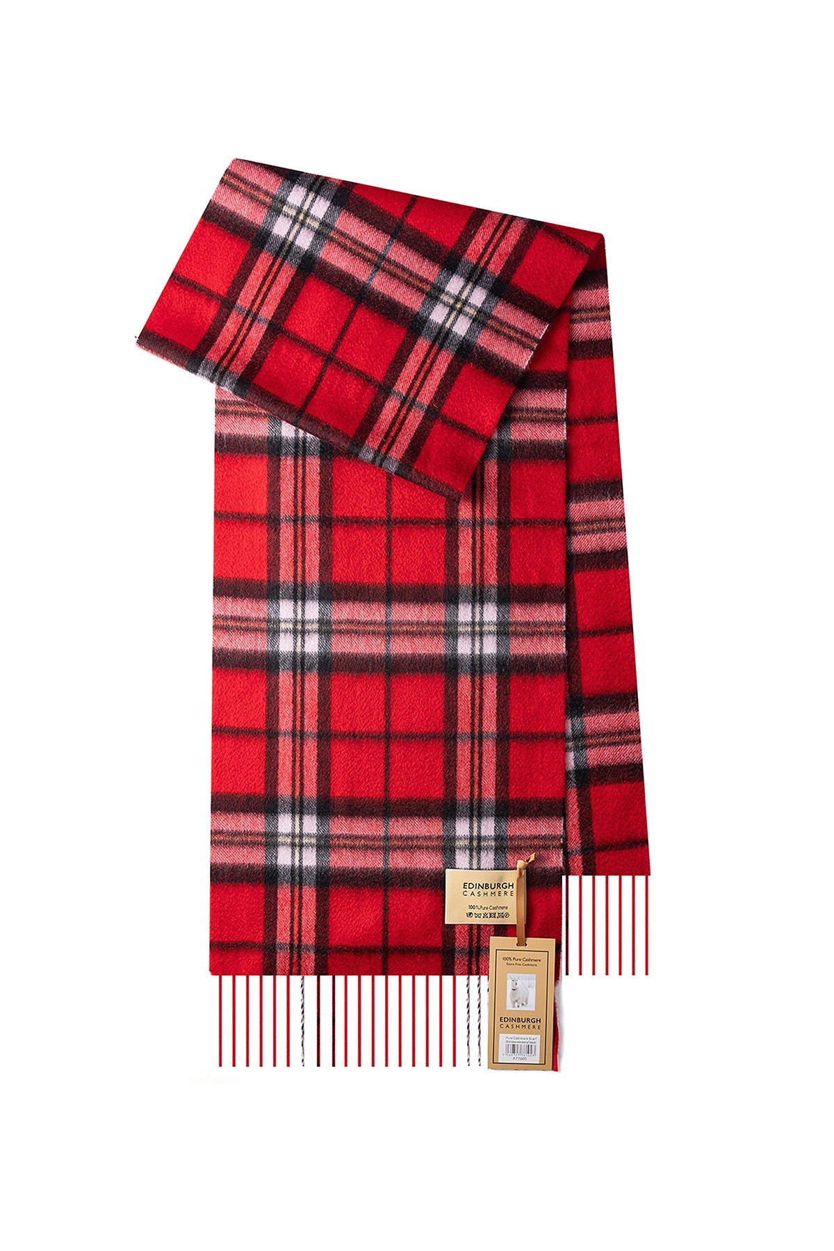 100% Pure Cashmere Children Tartan Scarf Thomson Red