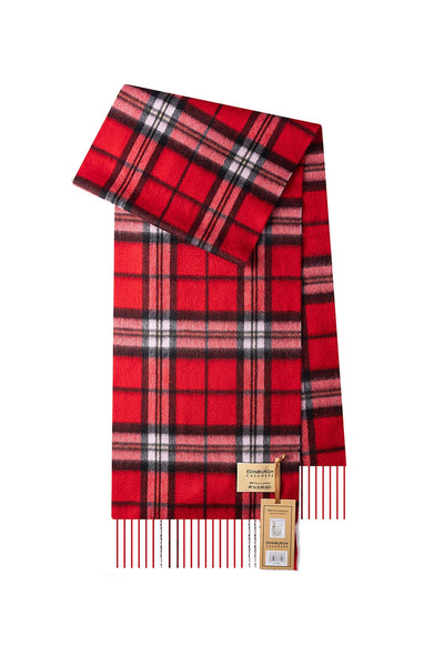 100% Pure Cashmere Children Tartan Scarf Thomson Red
