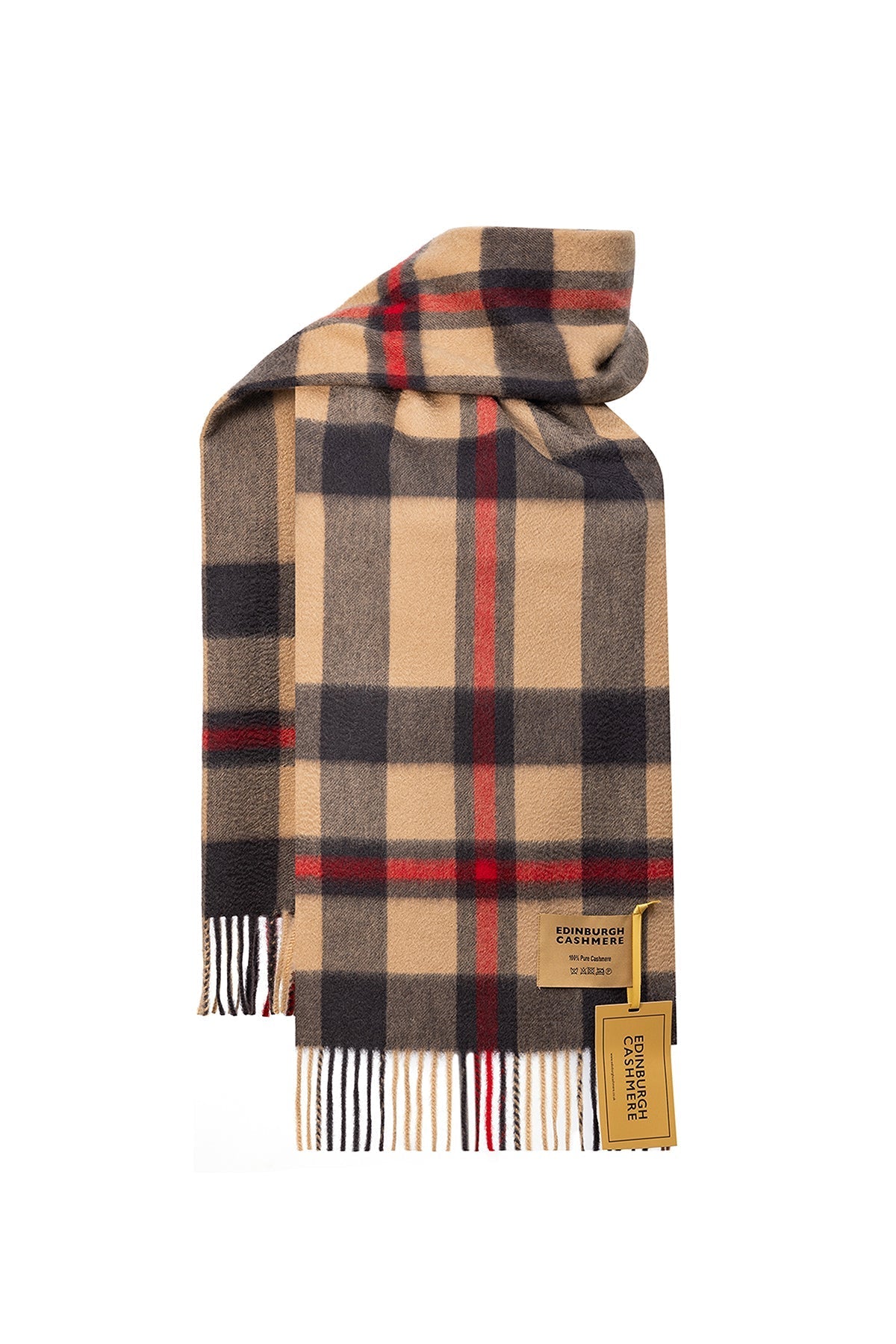 100% Pure Cashmere Children DC Scott Scarf Camel And Brown