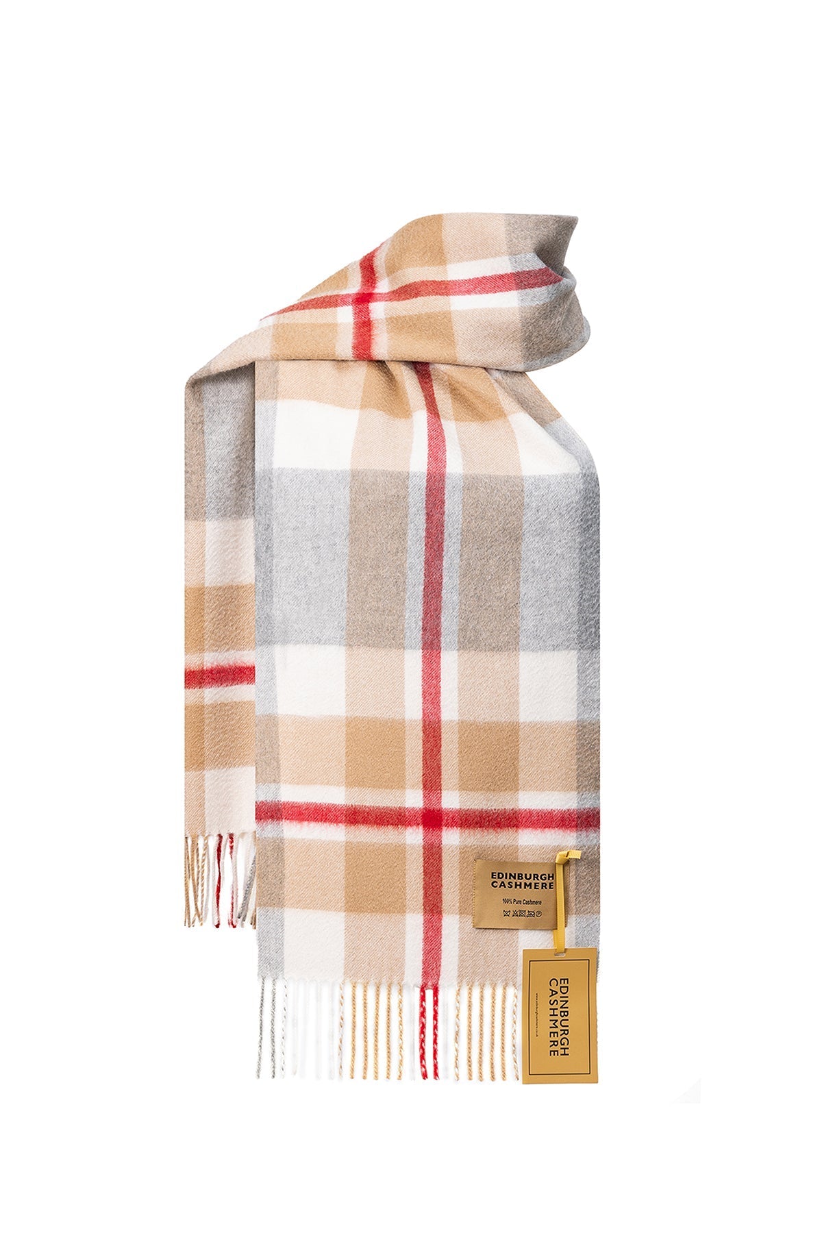 100% Pure Cashmere Children DC Scott Scarf Grey/Camel