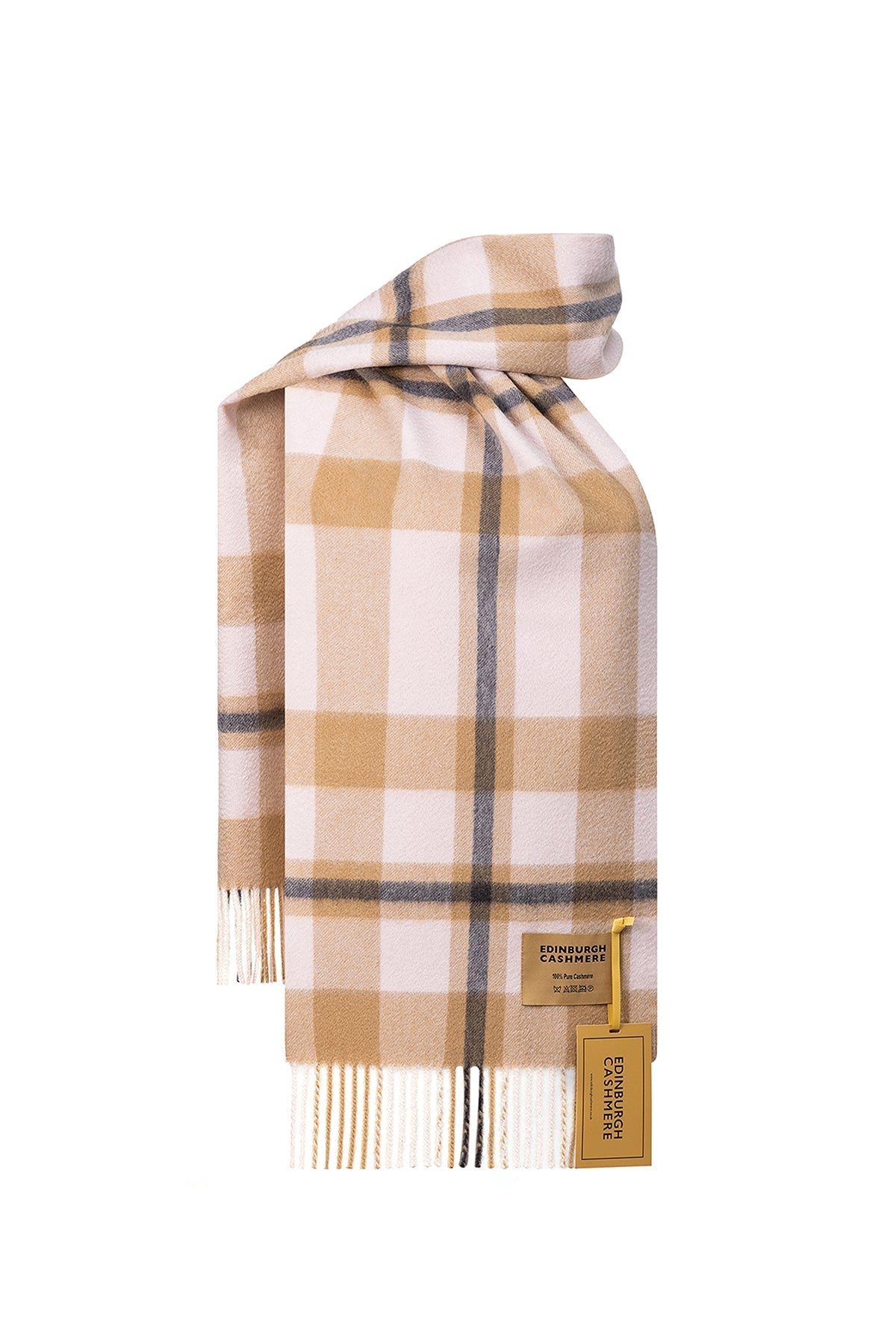 100% Pure Cashmere Children DC Scott Scarf Camel And Black