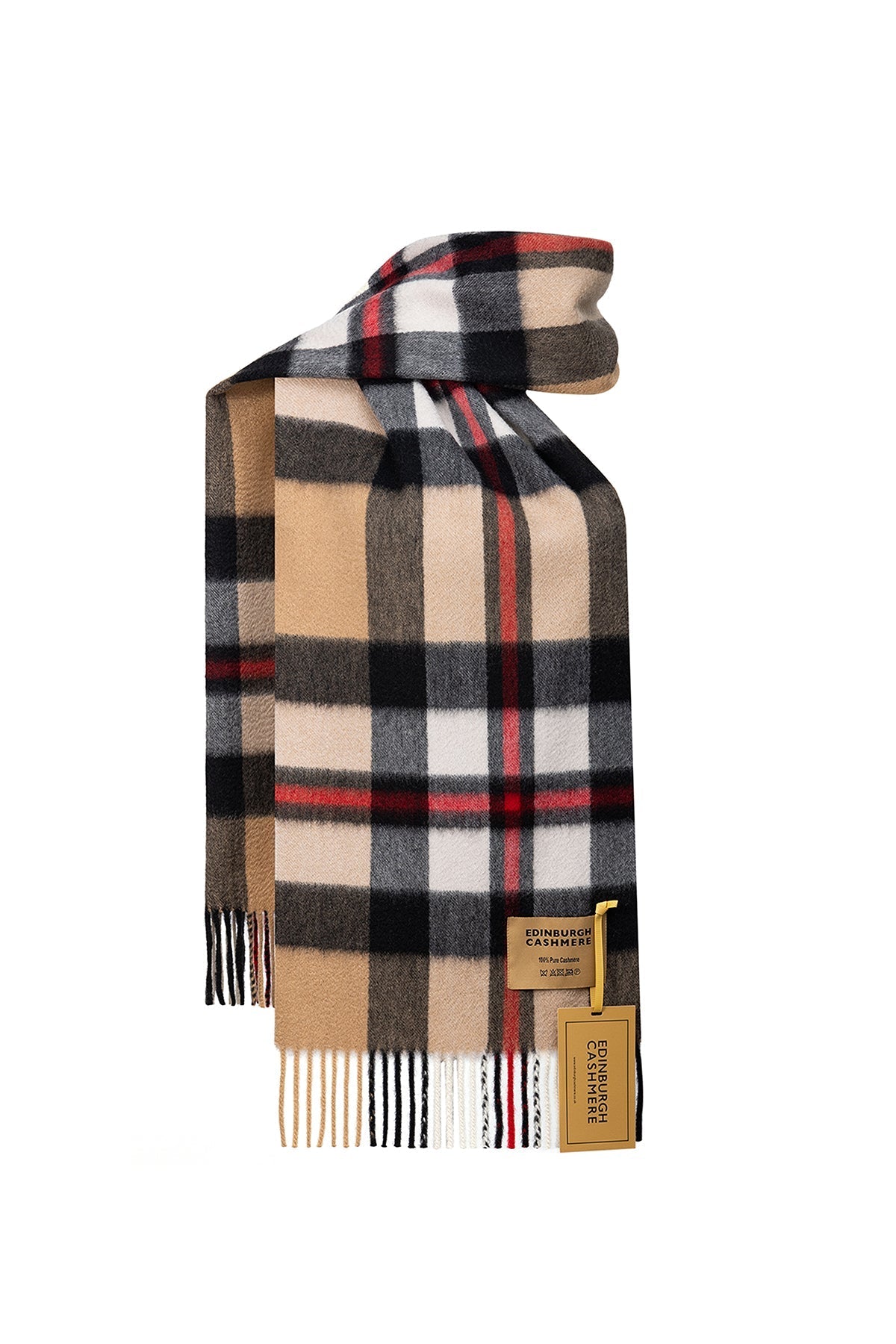100% Pure Cashmere Children DC Scott Scarf Camel And Black