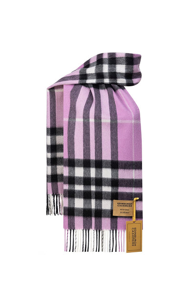 100% Pure Cashmere Children DC Check Scarf Dark Pink