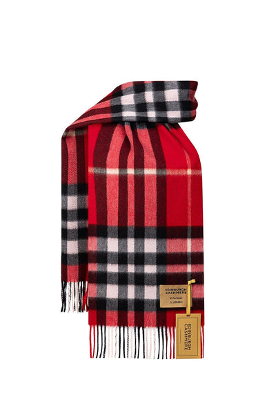 DC Check Cashmere Scarf Red - Small Size