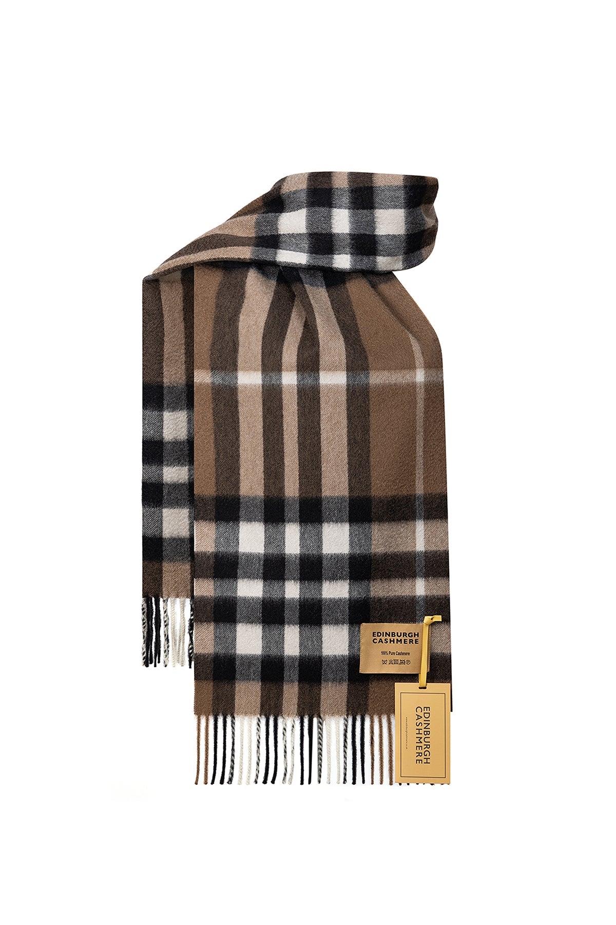 100% Pure Cashmere Children DC Check Scarf Chocolate